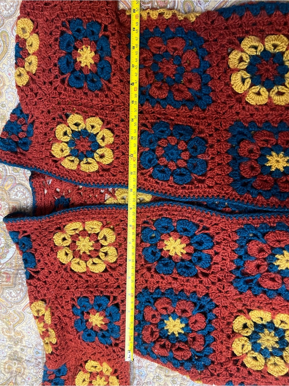 Boho Crochet Granny Square Cardigan Open Front Handmade Style M - Picture 7 of 9